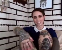 Hot Tattooed Girl Is Fingering Her Pussy Until It Gets Soaking Wet, Until She Cums On The Table.