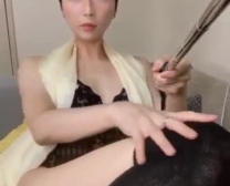 Busty Japanese Shemale Assfucked With A Dildo While Pussy Fingered
