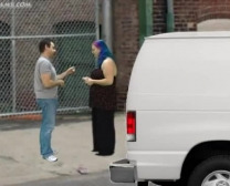 Nikki Harper Is Sucking A White Guy's Dick Instead Of Fucking Him, In The Van.