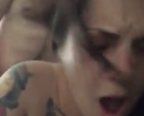 Punk Girl Gets Face Jizzed After Swallowing Massive Dong.