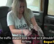 Sexy Blonde Cabbie Fucked On The Back Seat.