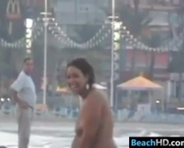Bi-Racial Duo Having Romp At The Beach