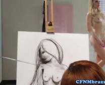 Cfnm Art Teachers Getting Facial Cumshot Lesson