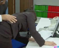 Super-Sexy Office Female Leaning Over And Nailed Gonzo By Her Manager