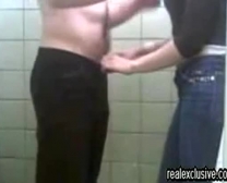 Stranger In Bathroom Gets Cuckold Deepthroat Job