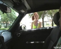Kinky Teenage Stunner Arm Job In The Car